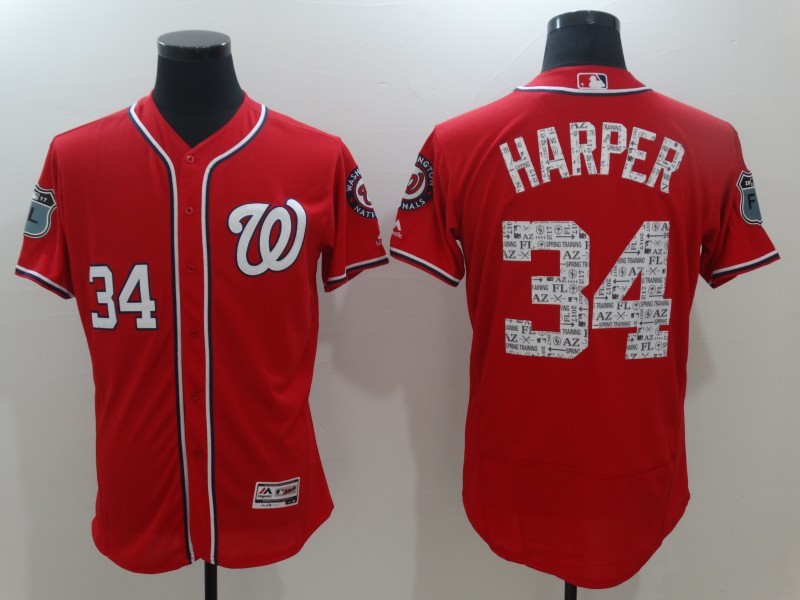 2017 MLB Washington Nationals #34 Harper Red Jerseys->->MLB Jersey